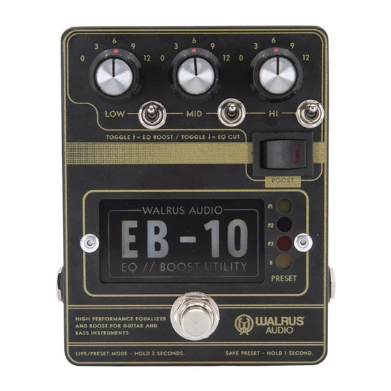Walrus Audio EB-10 Preamp/EQ/Boost guitar effects pedal